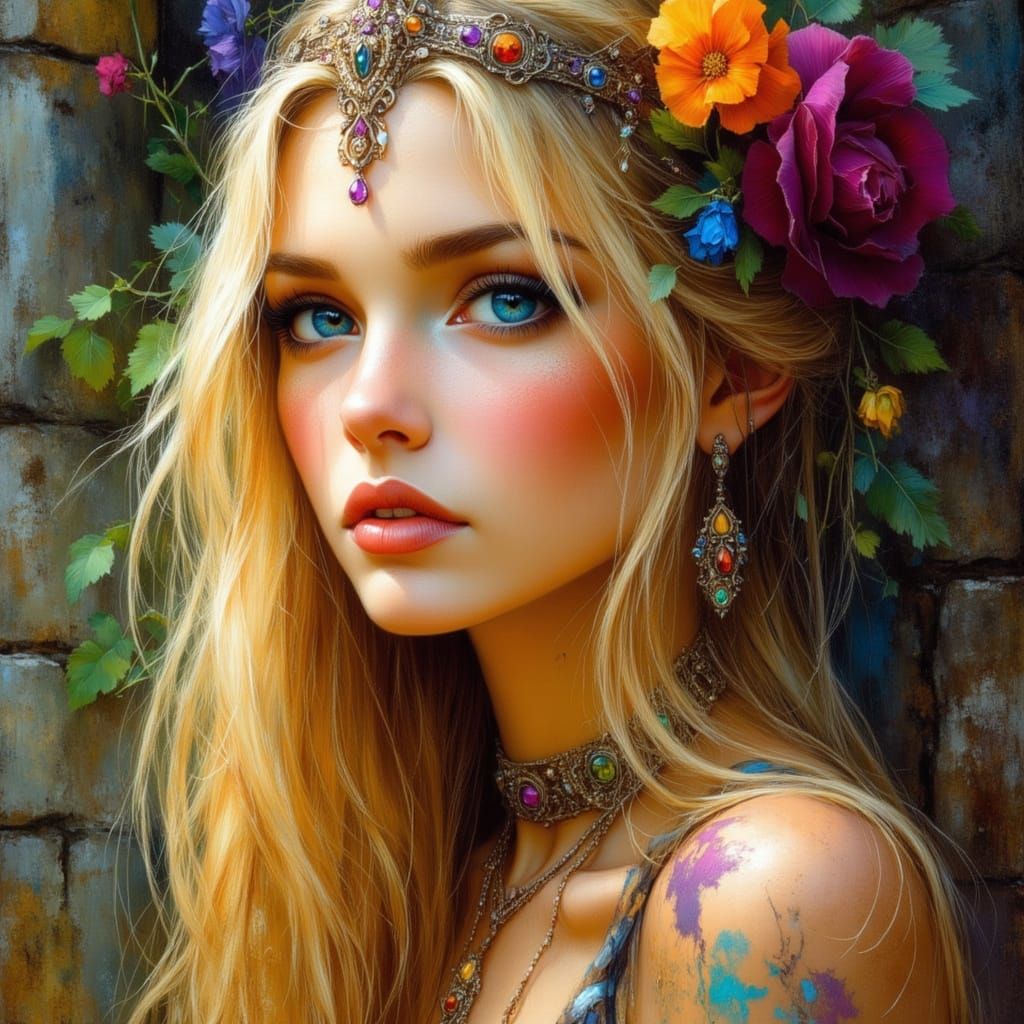 Lovely Norse Goddess Portrait in Bohemian Style