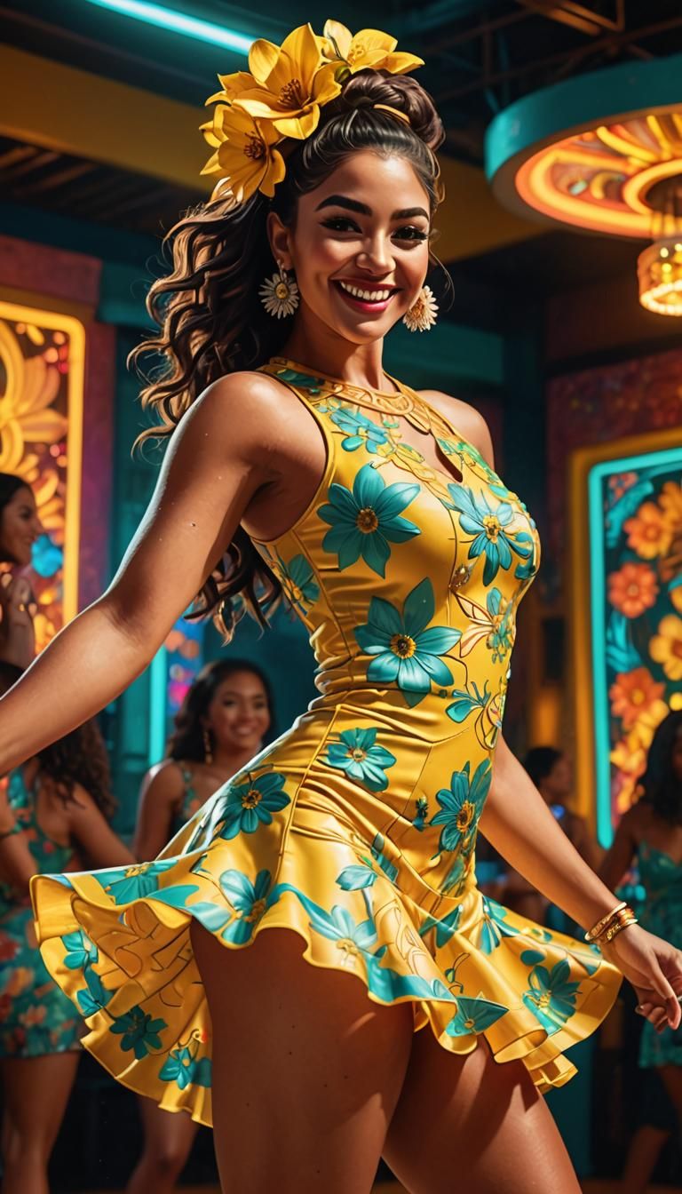 Latina Dancer at Pegas Club: Fantasy Digital Art