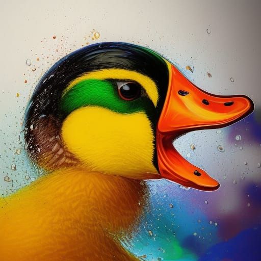 Hyperrealistic Duck Portrait in Splash Art Style