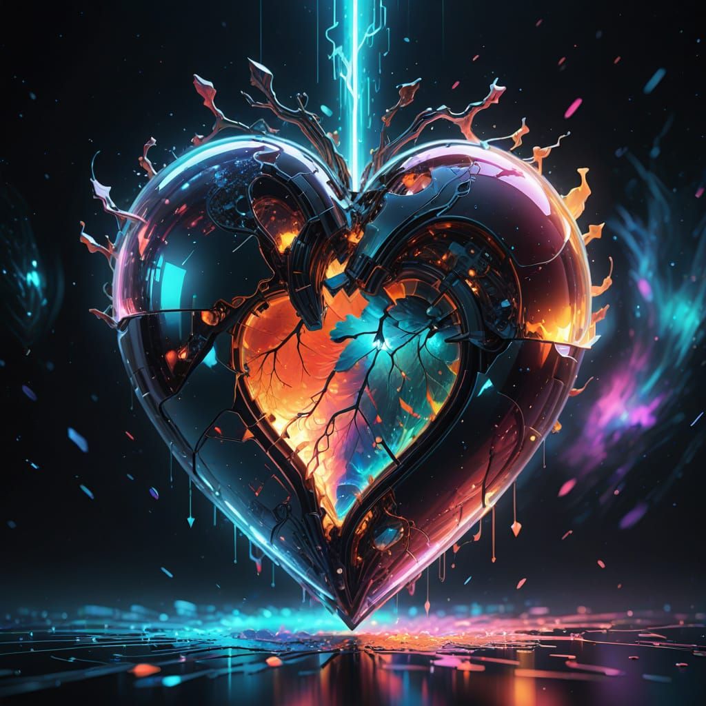 Ethereal Heart in Digital Void, Concept Art