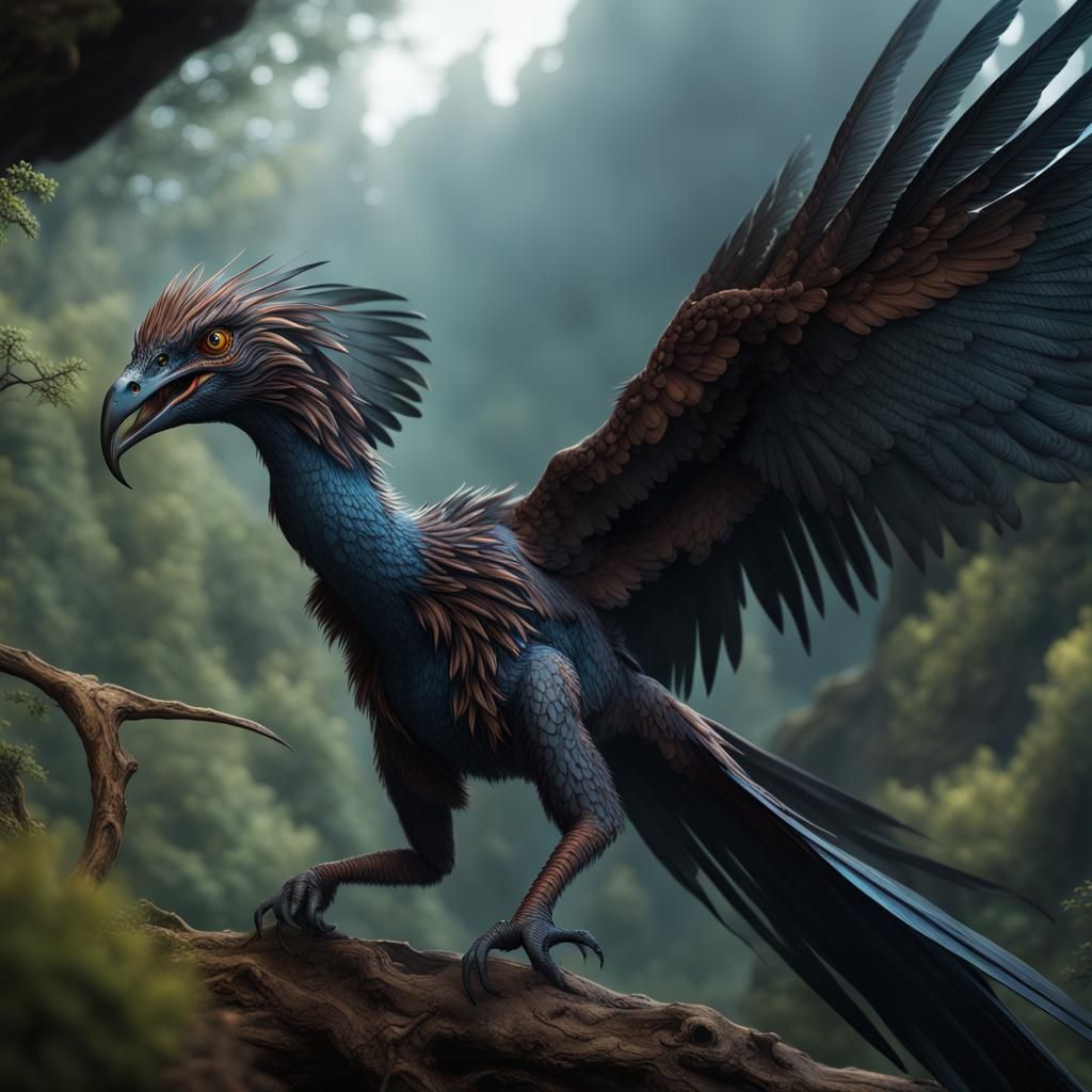 Detailed Matte Painting of a Microraptor