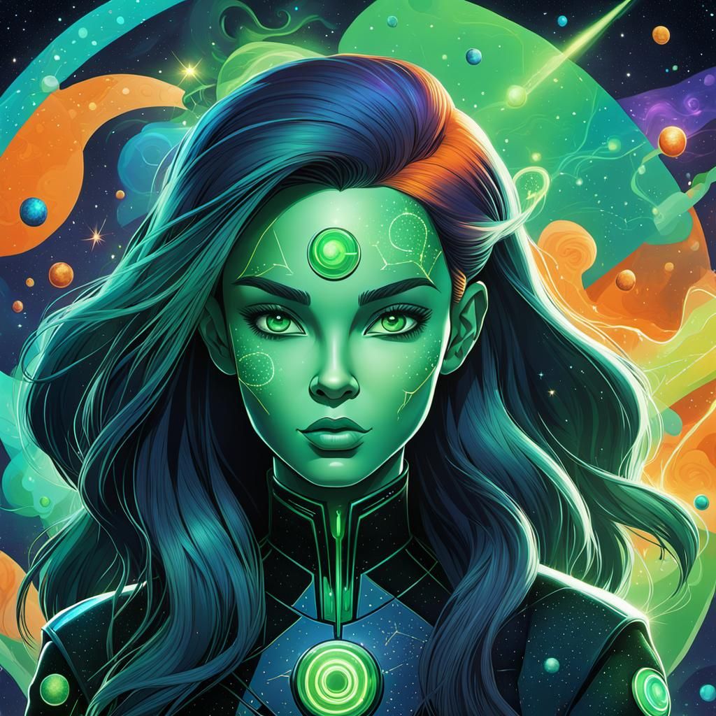 Kim Possible Shego Hybrid in Mixed Media