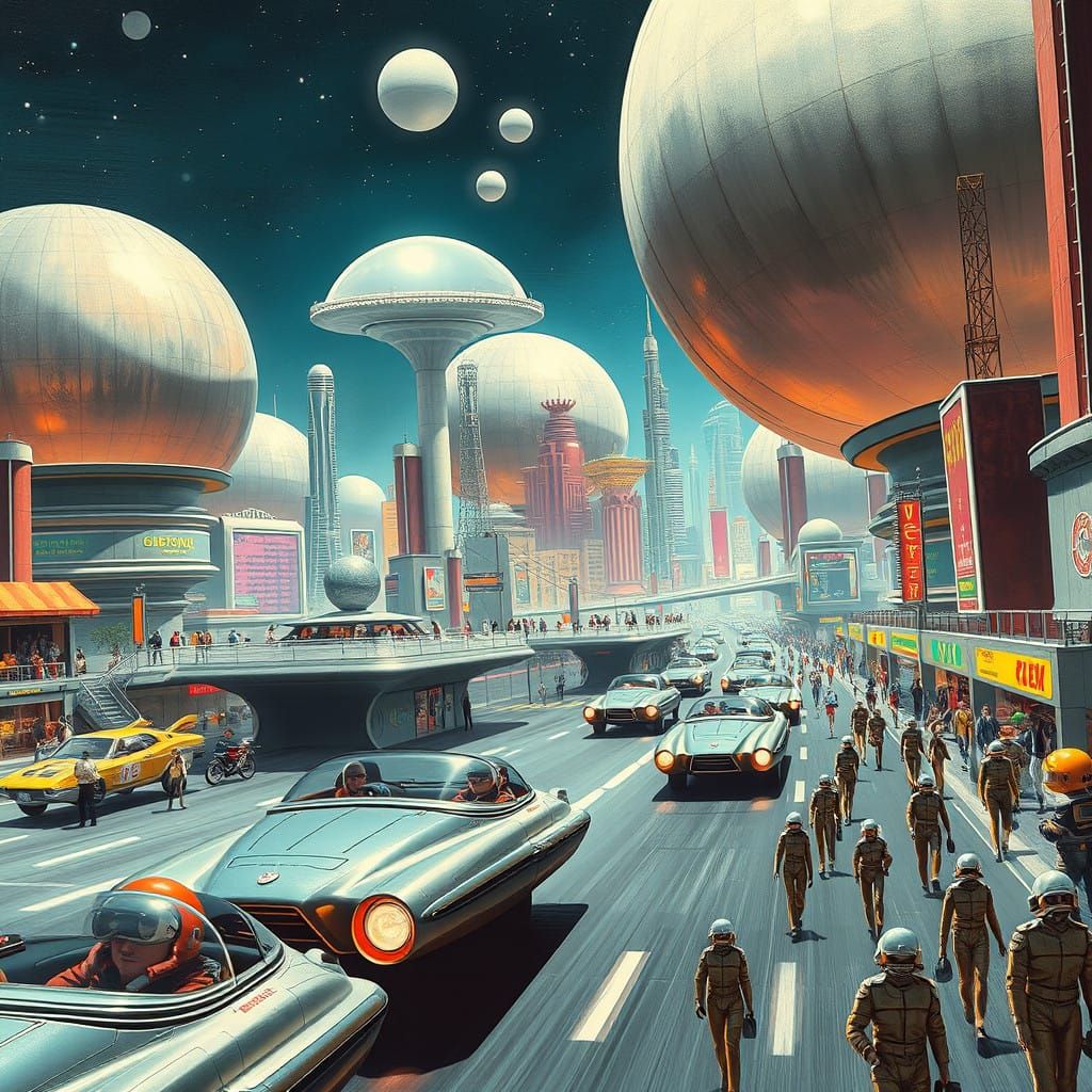 Retro-Futuristic Space Domes in Vibrant, 1950s-Inspired Styl...