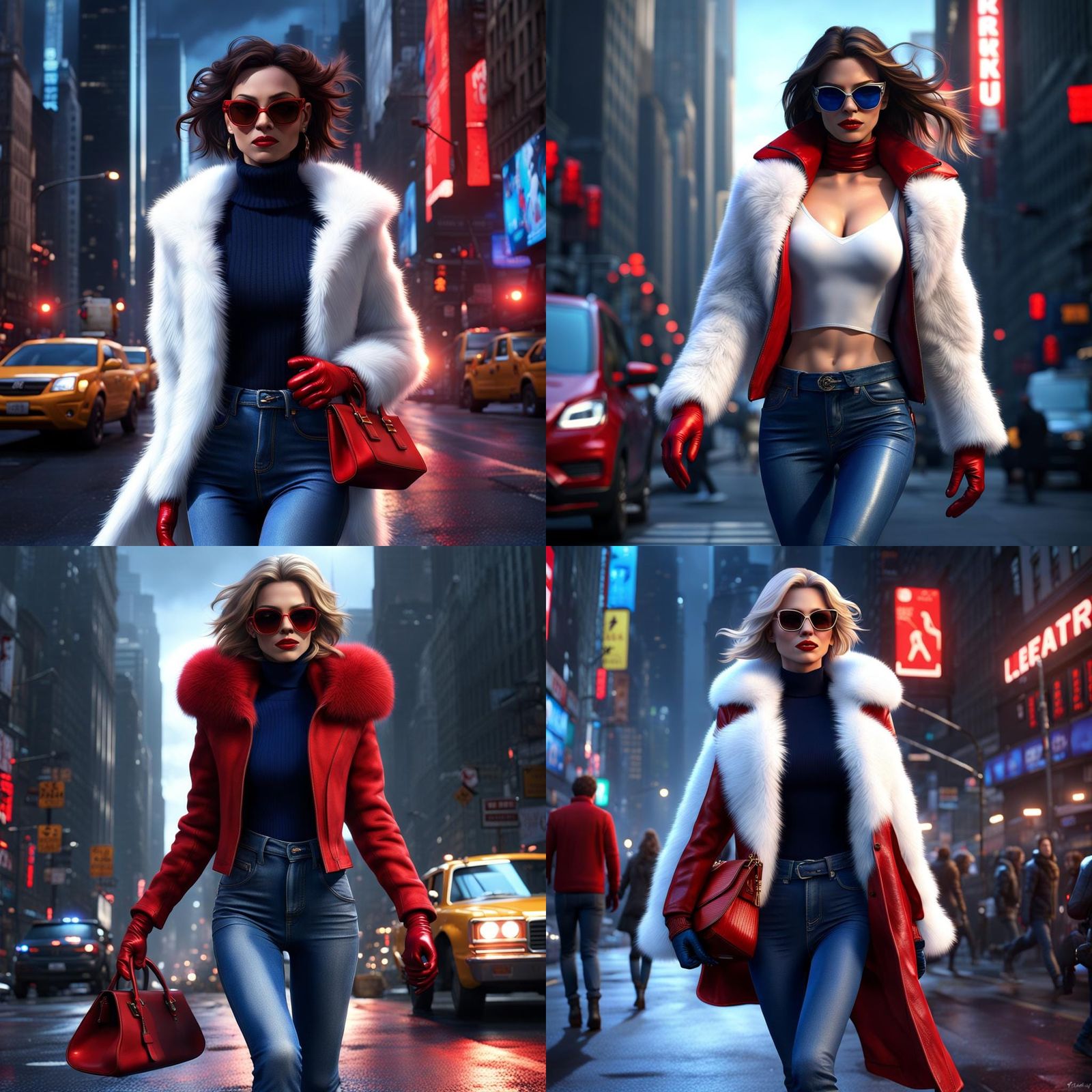 Woman Running from Aliens in Manhattan, Fantasy Art