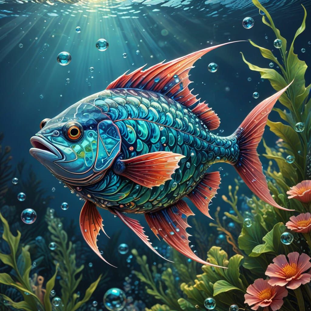 Javelin Fish in Lush Aquatic Environment