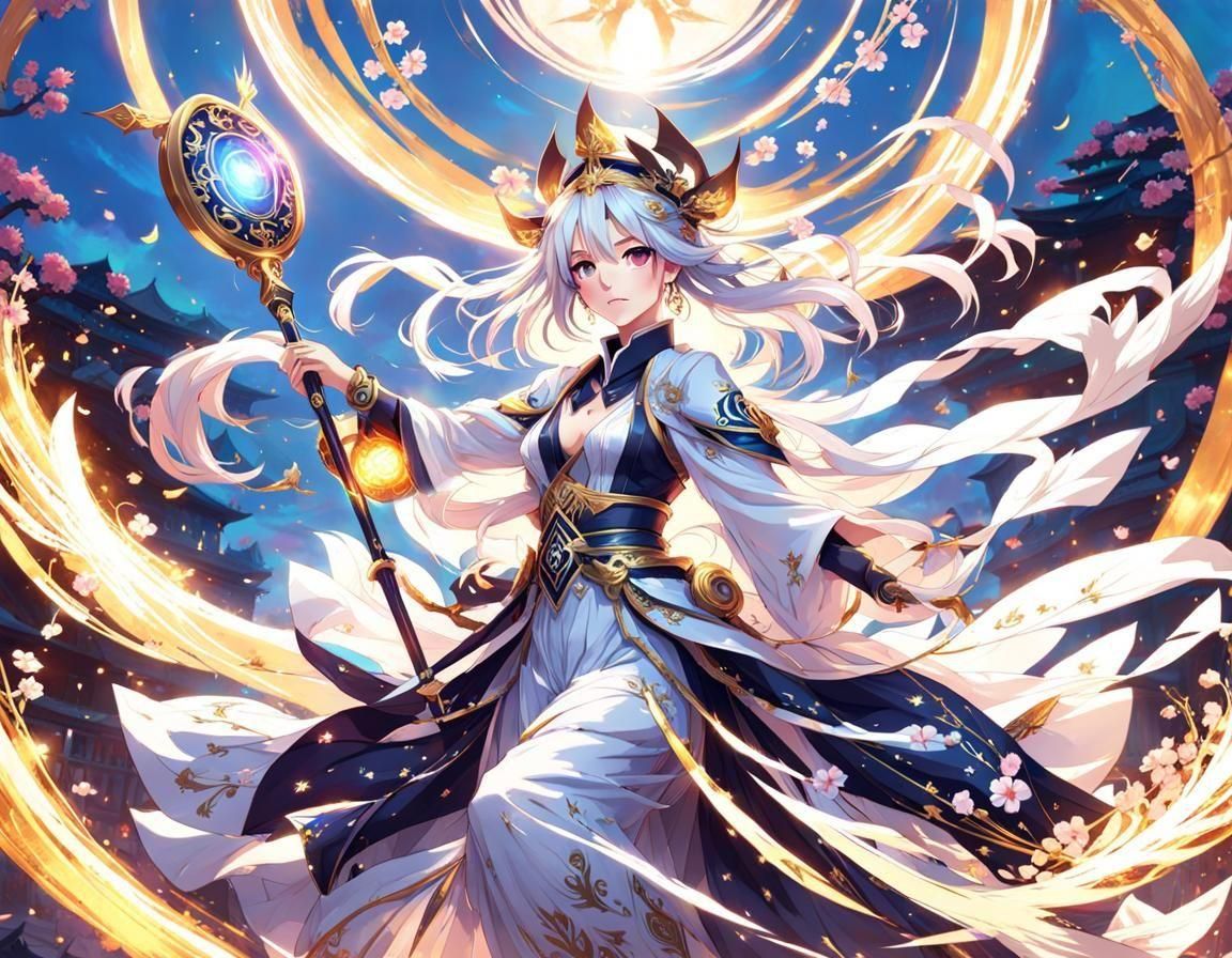 Dynamic Priestess Strikes a Pose in Fantasy Art