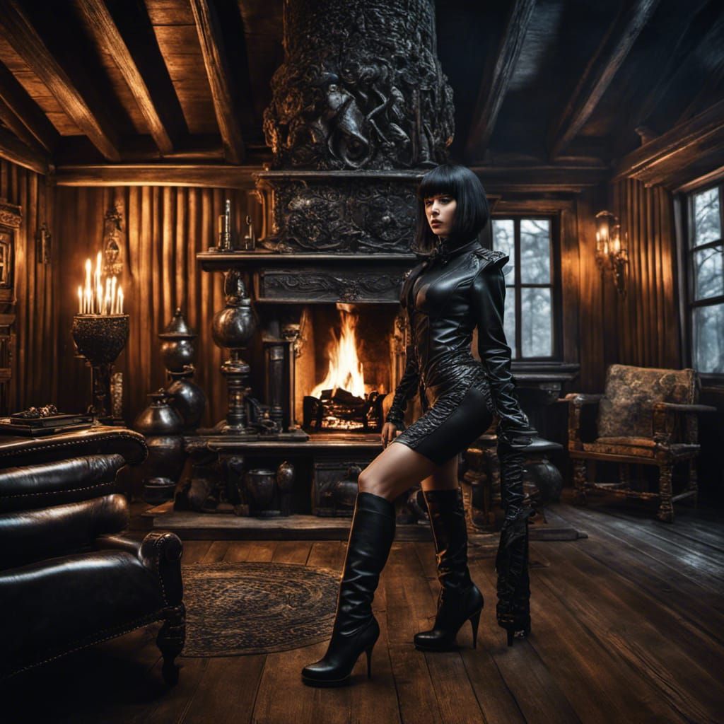 Leather Mistress in Cozy Cabin in the Woods 4
