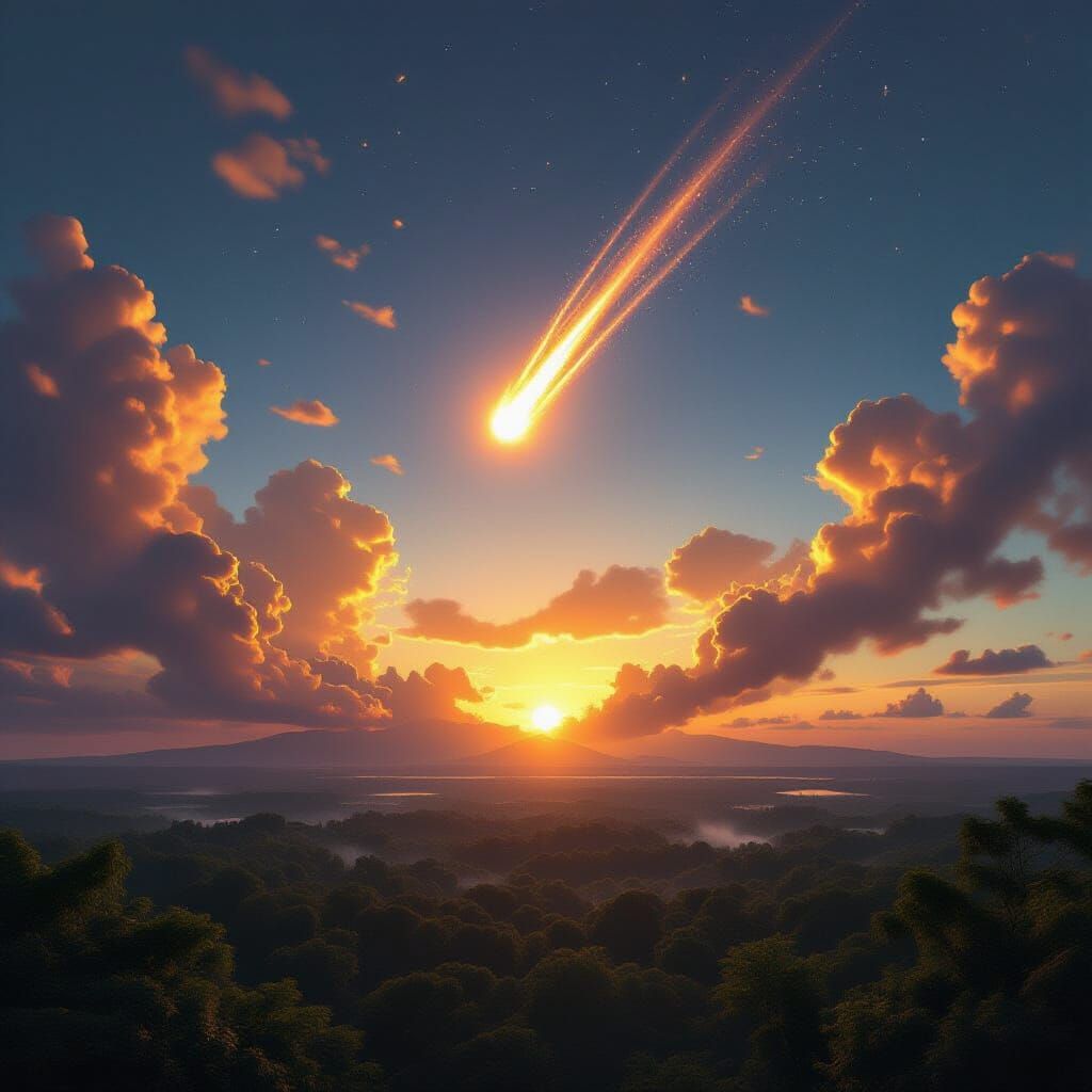 Meteorite Impact Devastates Earth in Fiery Explosion
