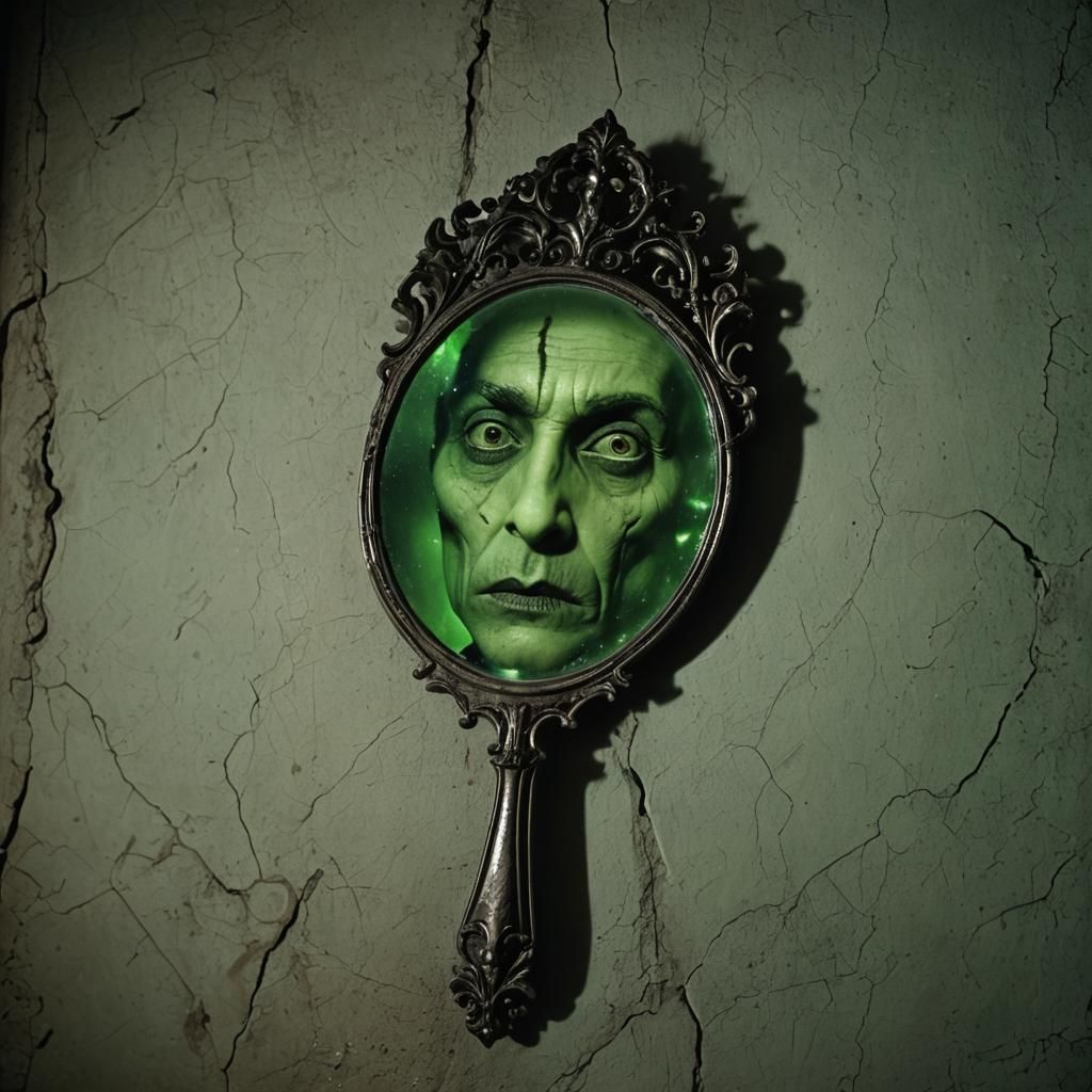 Haunted Mirror with Demonic Reflections: Film Noir