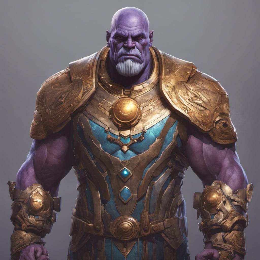 Indian Thanos Portrait in Hyperdetailed Splash Art Style
