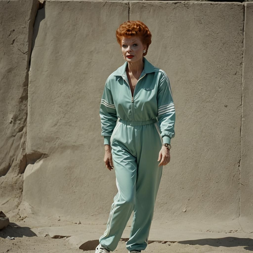 Lucille Ball in Adidas Jumpsuit: Cinematic Film Still