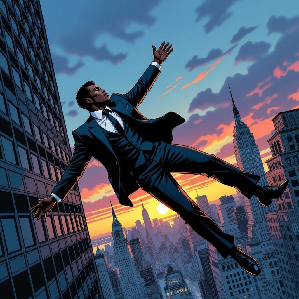 Black Fashion Model Falls From NYC Skyscraper Comic Art