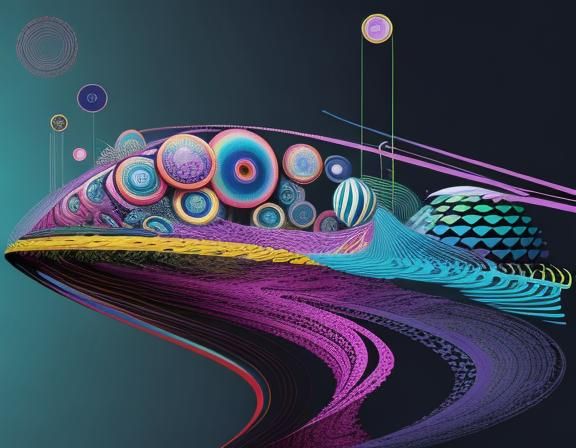 Abstract River of Shapes in Op Art Style