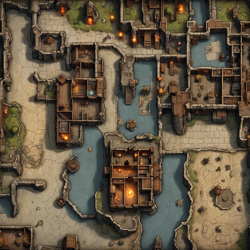 Detailed D&D Dungeon Map with Dynamic Lighting