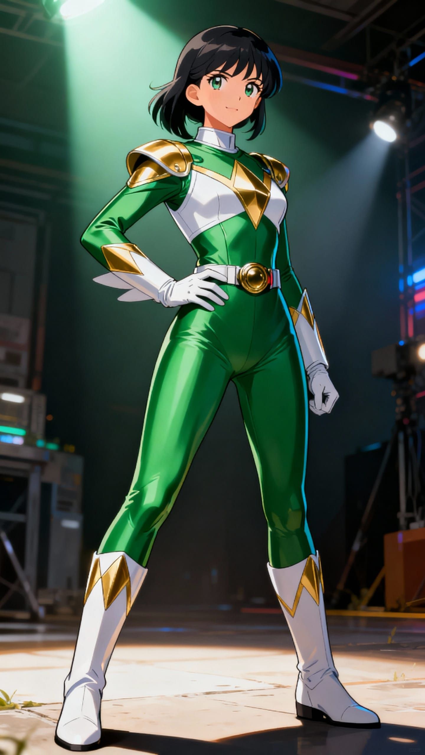 Green Ranger Girl in Detailed Anime Key Visual Style