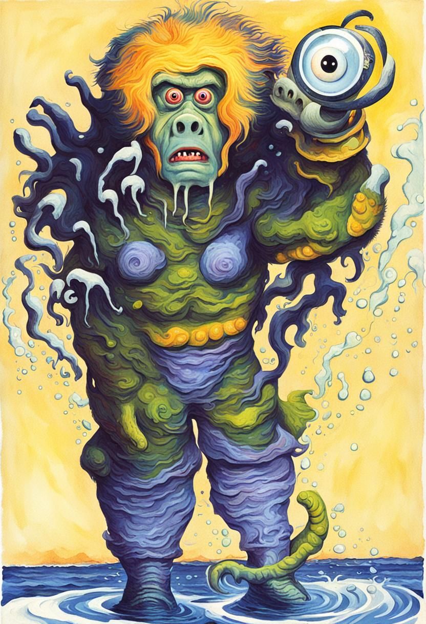 Vivid Cyclops Monster Portrait in Pulp Fiction Style