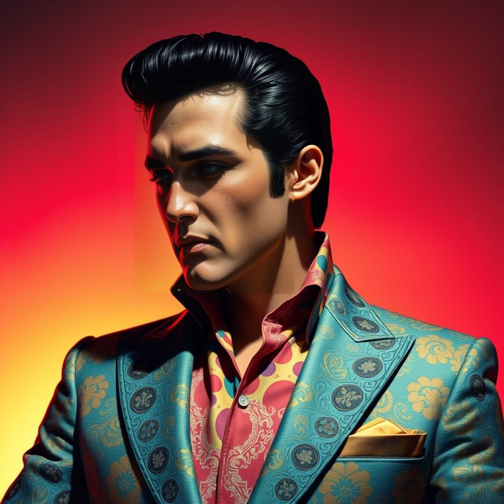 Hyperrealistic Splash Art of Rei Elvis Presley