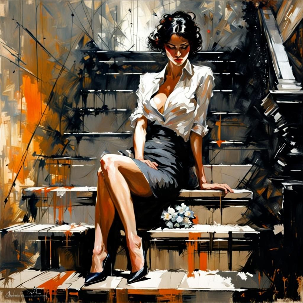 Figure Waiting in Darkness: Surrealist-Inspired Art