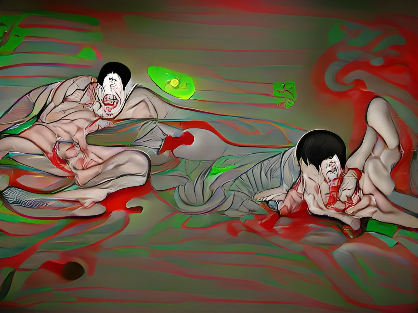 Horrific Showdown in Hell: Digital Ink Illustration