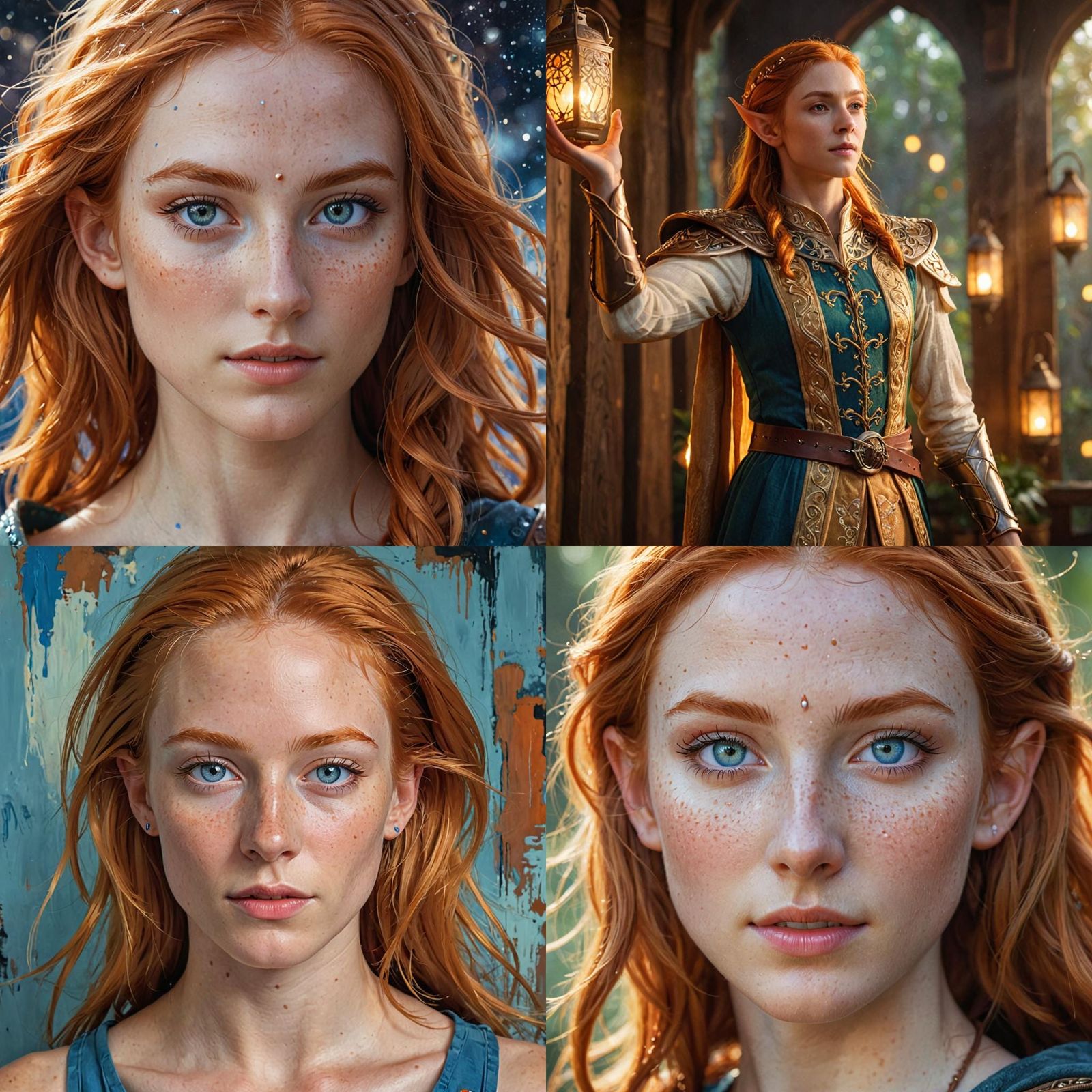 Androgynous High Elf with Ginger Hair and Freckles
