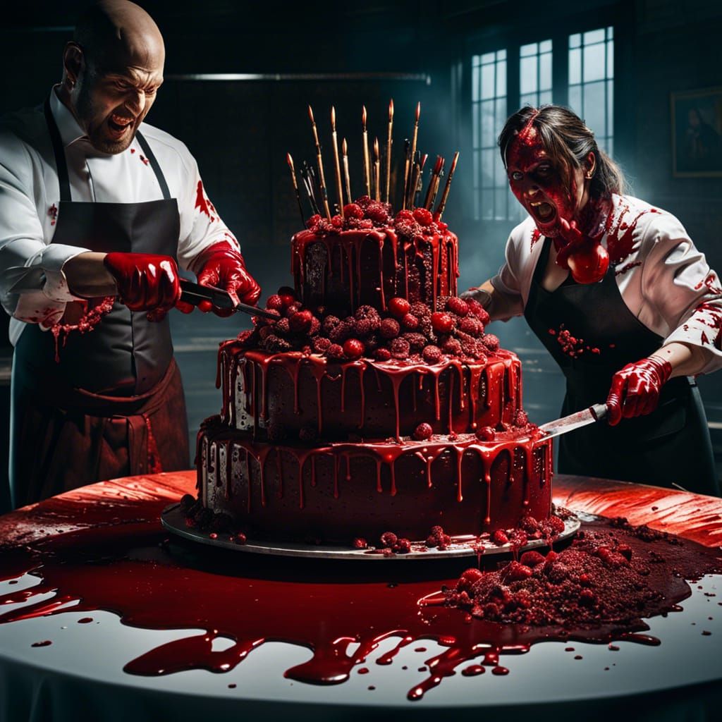Freddy and Scream Cut Bloody Wedding Cake