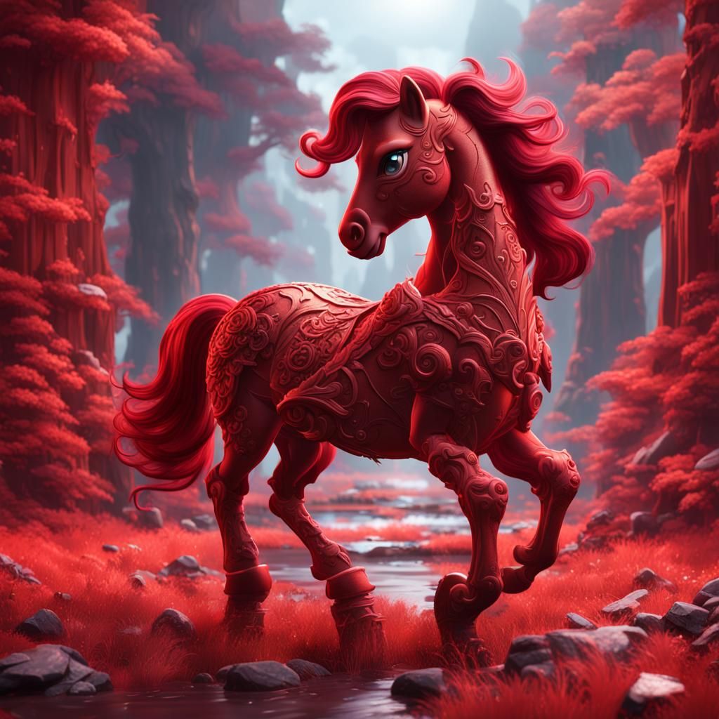Detailed Matte Painting of a Red Pony