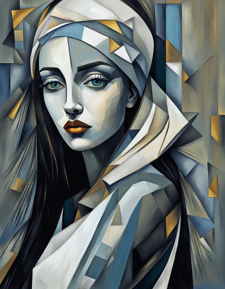 Cubist Portrait of a Woman in Geometric Abstraction