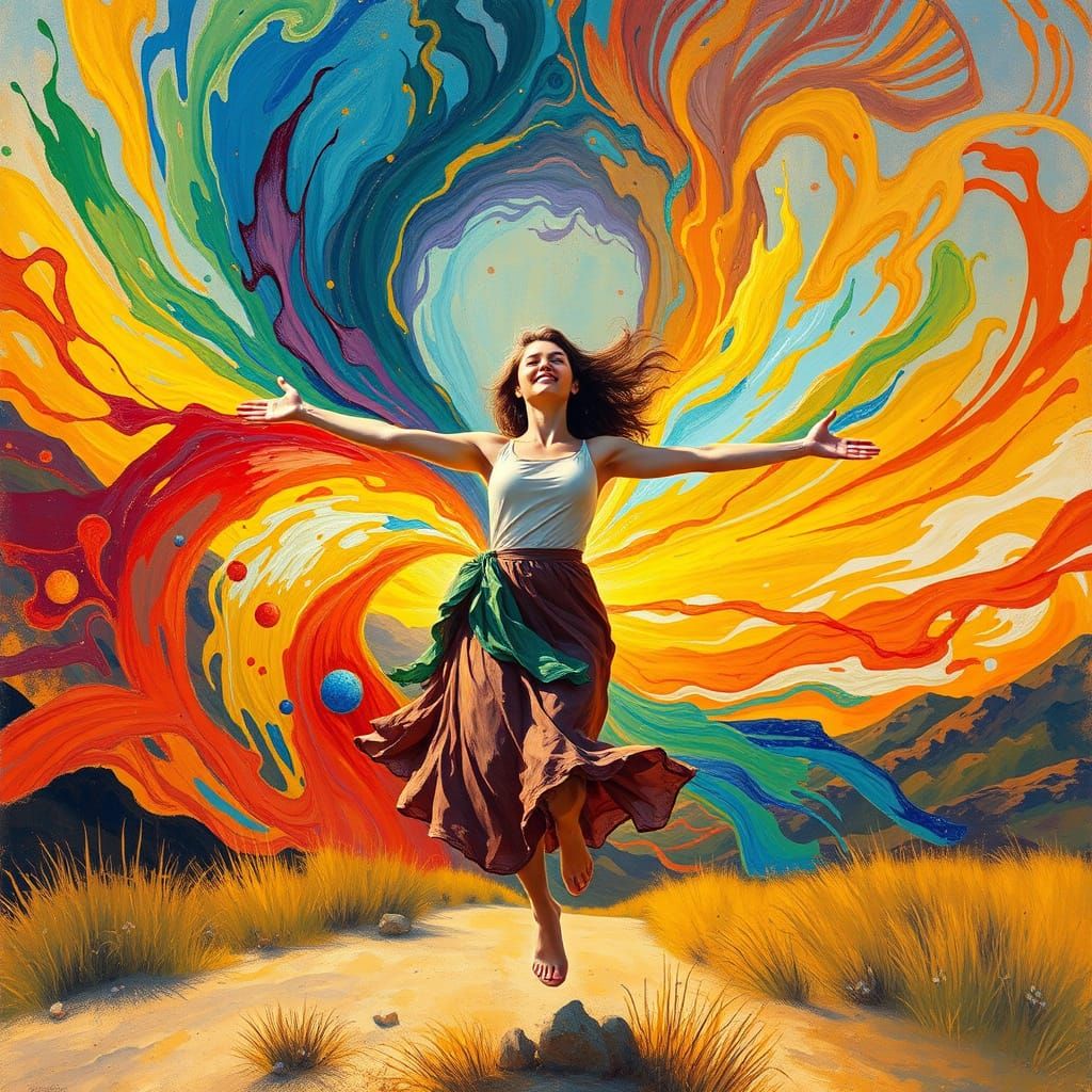 Woman Embracing Freedom in Vibrant Colors