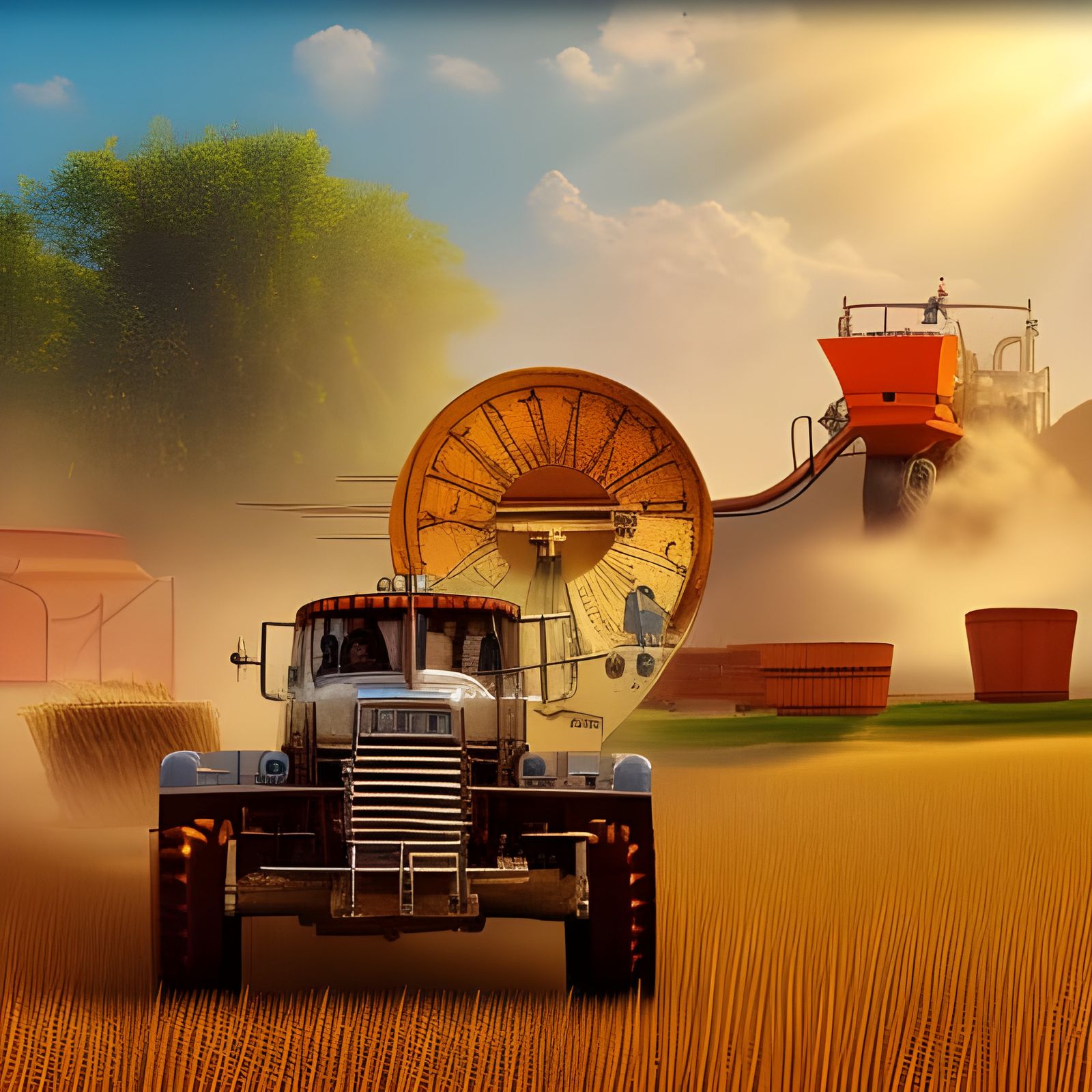 Lanz Bulldog Tractor During Grain Harvest
