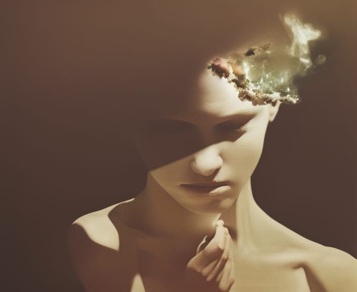 Ethereal Face Portrait in Mixed Media Style