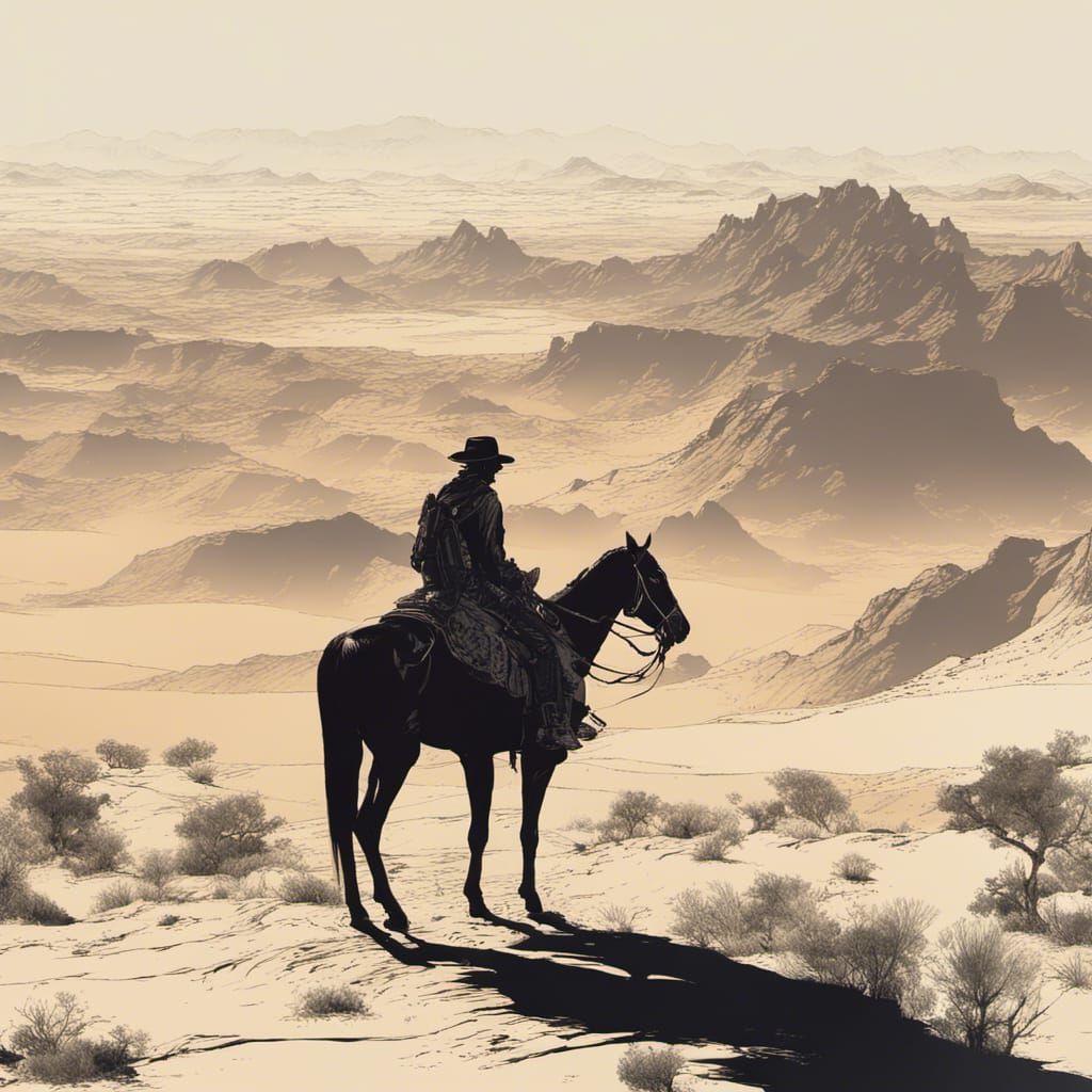 Cowboy Silhouette: Double Exposure Desert Portrait