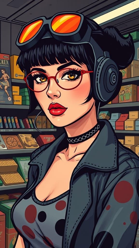 Lady in Cyberpunk Toy Store