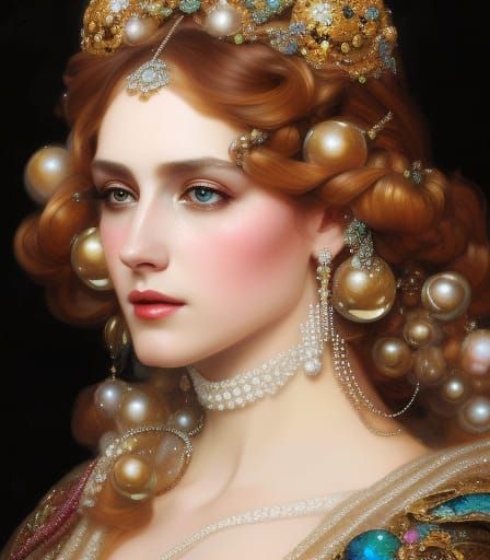 Pearl-Adorned Lady in Rococo Style