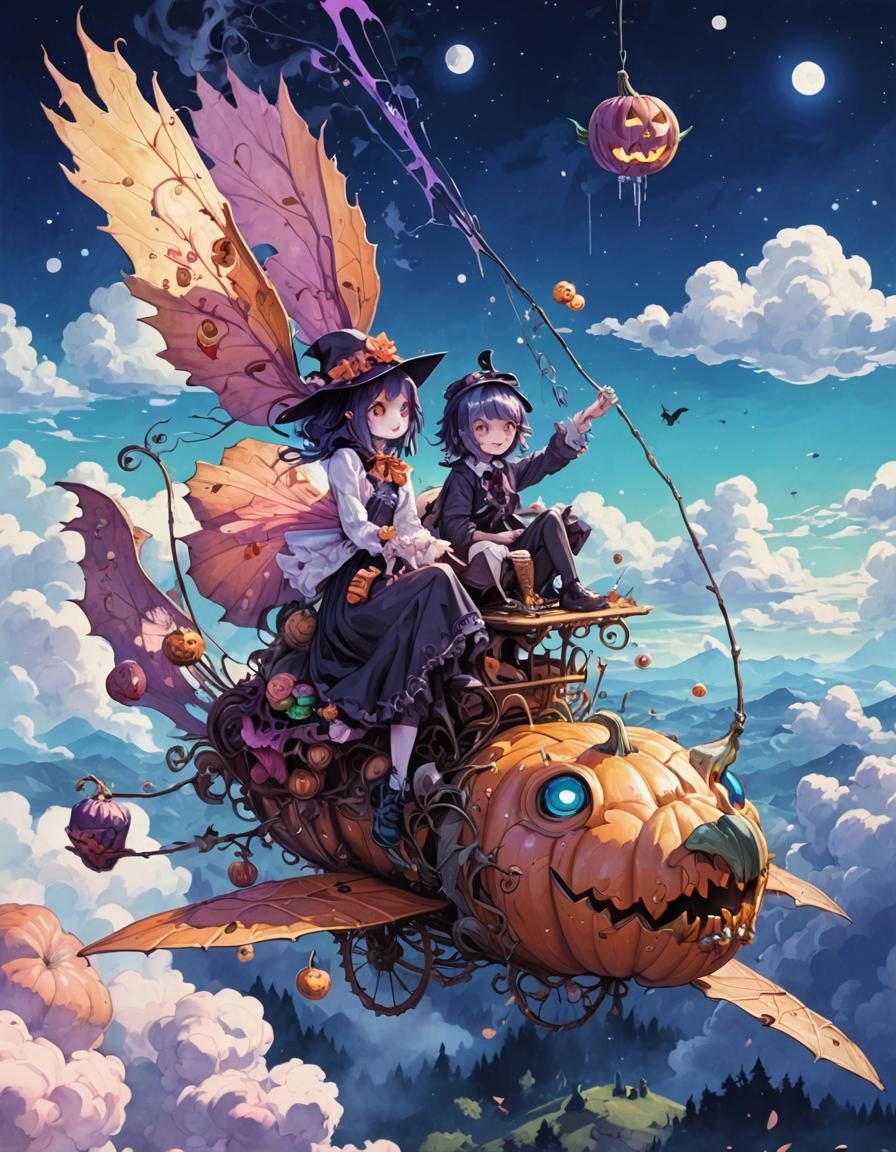 Creepy Cute Monster Girl in Halloween Manga Art