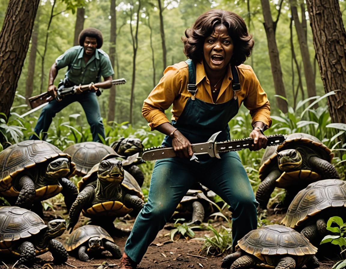 1970s Horror Movie Poster: Momma Chainsaw Vs The Terror Turt...