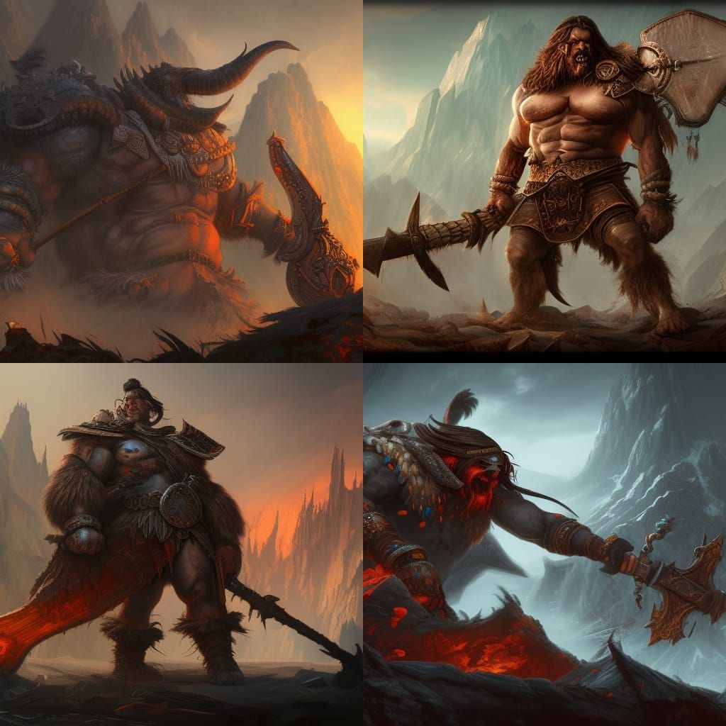 Fearsome Barbarian in Detailed Matte Painting