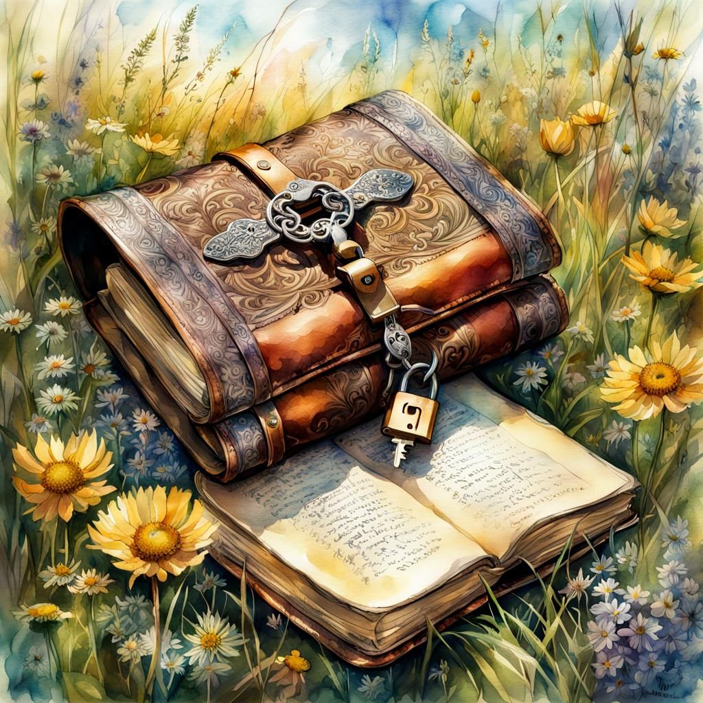 Intricate Watercolor Journal in Summer Meadow