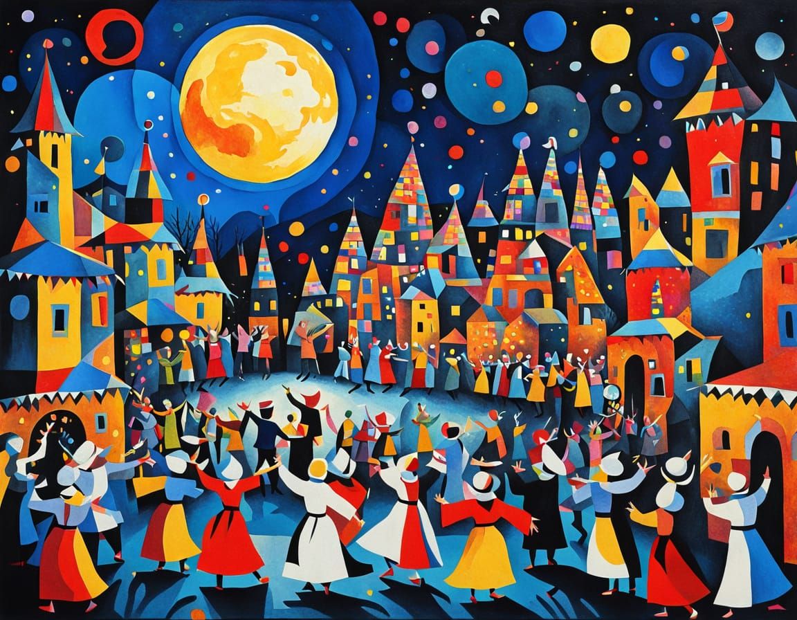 Colorful Folk Festival with Surreal Architecture