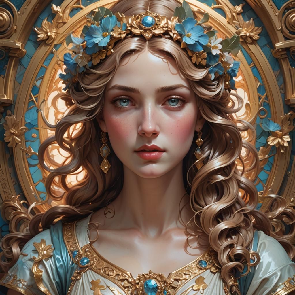 Aphrodite Portrait in Baroque Art Nouveau Style