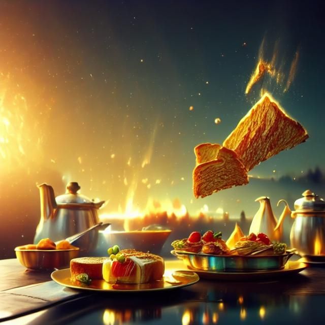Hyper-Realistic Smoky Toast Breakfast Photography