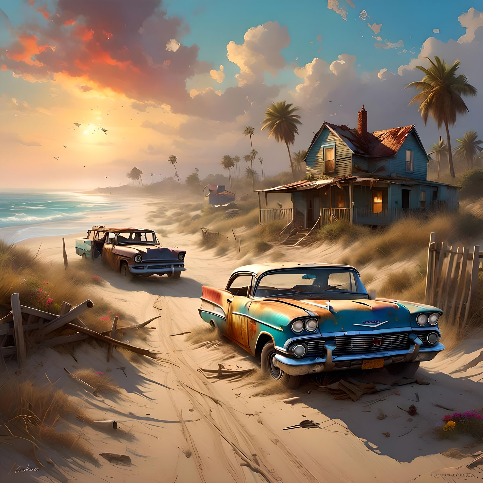 Haunting Ghosts on a Dusty Beach Road