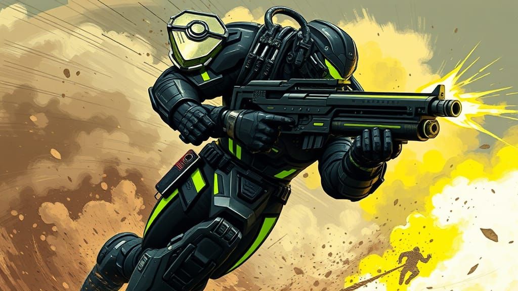 Cybernetic Orc Mercenary Charges into Battle with Fierce Fut...