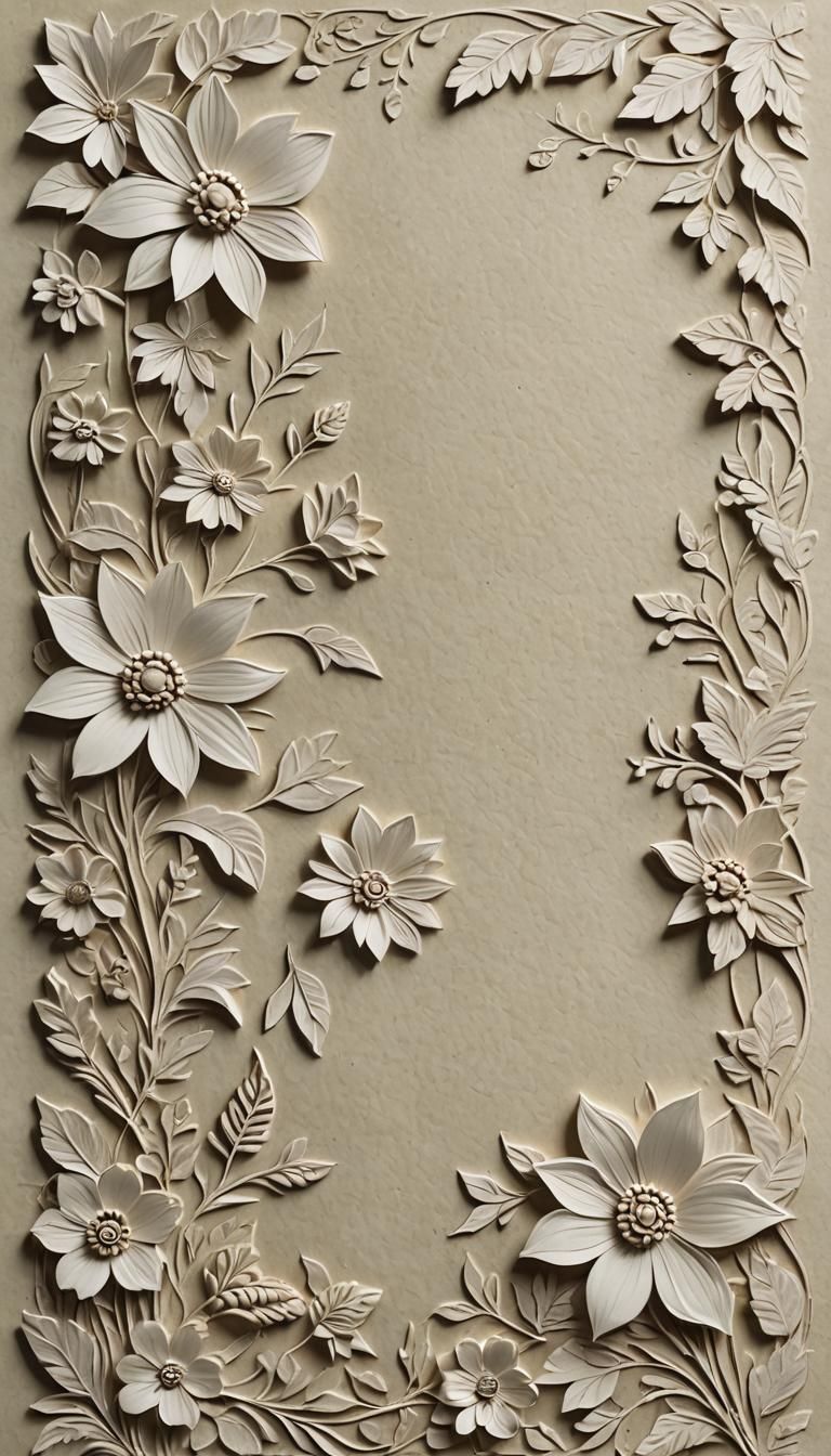 Embossed Floral Border on Textured Paper