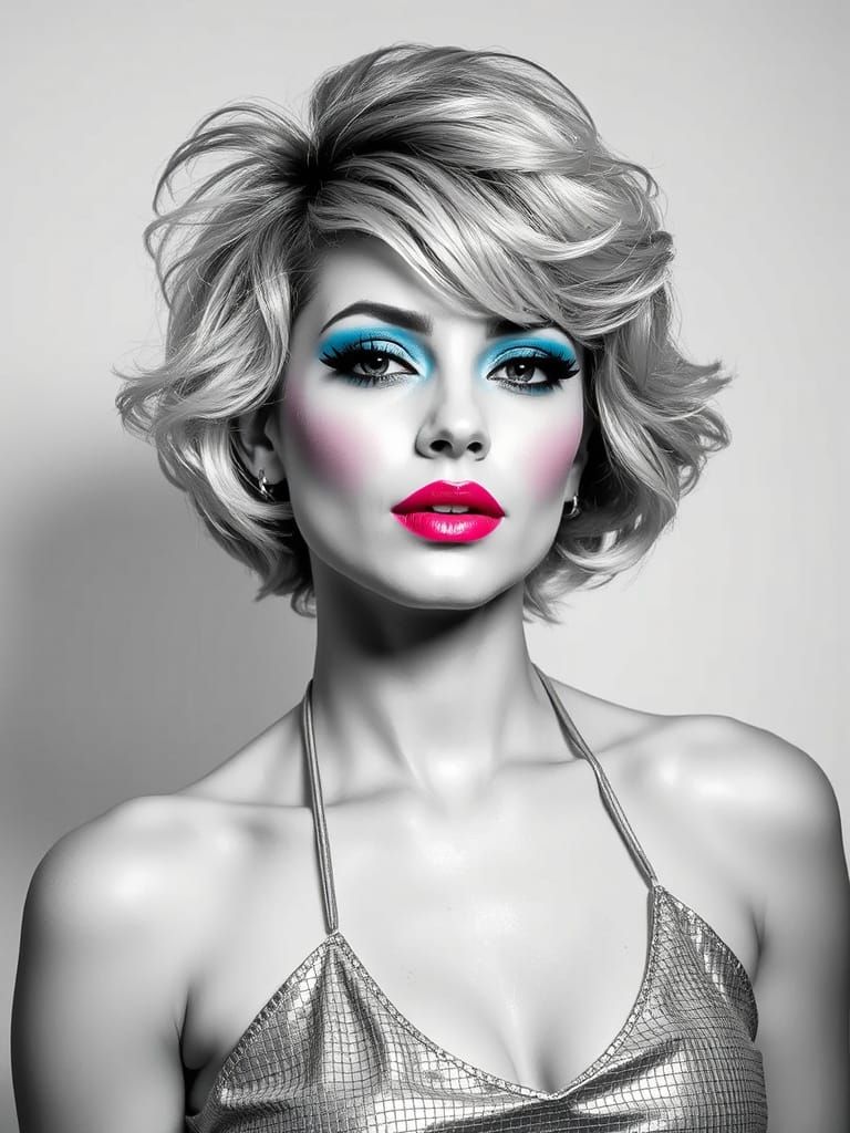 Glamorous Disco Woman in Pop Art Style
