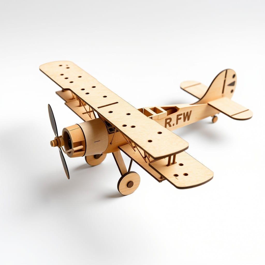 3D Biplane Puzzle Model in Laser Cut Detail