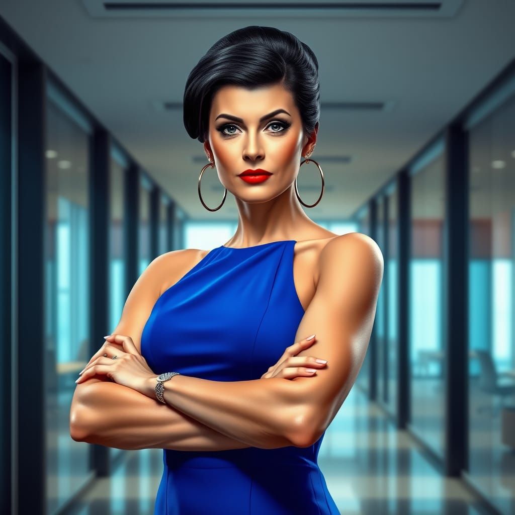 Confident Woman in Modern Office Environment