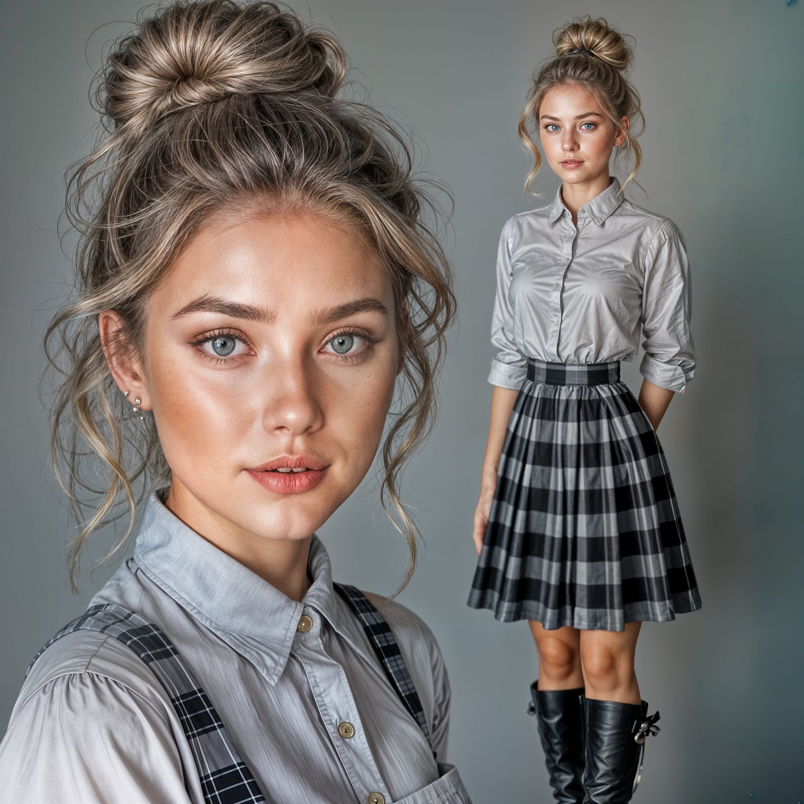 1930s Woman Portrait: Serious Blonde with Sky-Blue Eyes