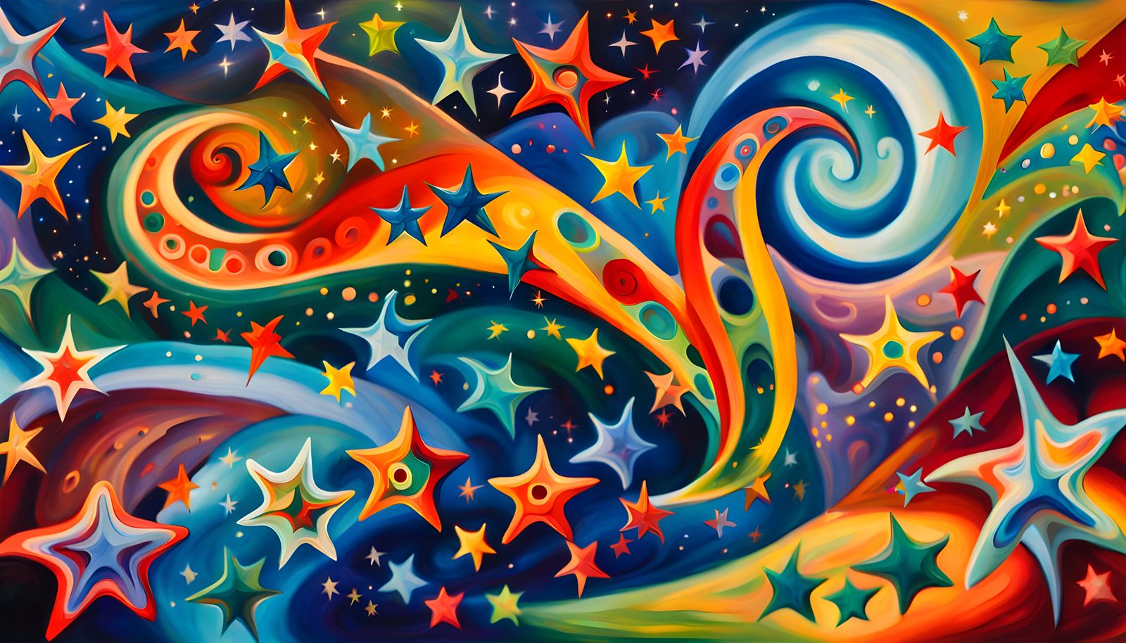 Iridescent Star Cluster Formation in Abstract Expressionism