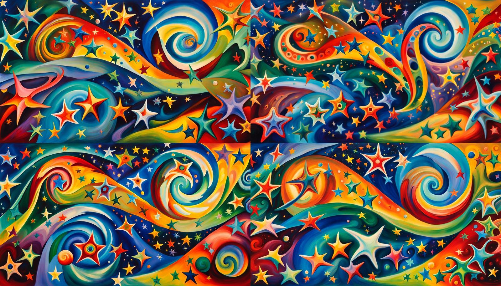 Iridescent Stars and Cosmic Energy in Abstract Expressionism