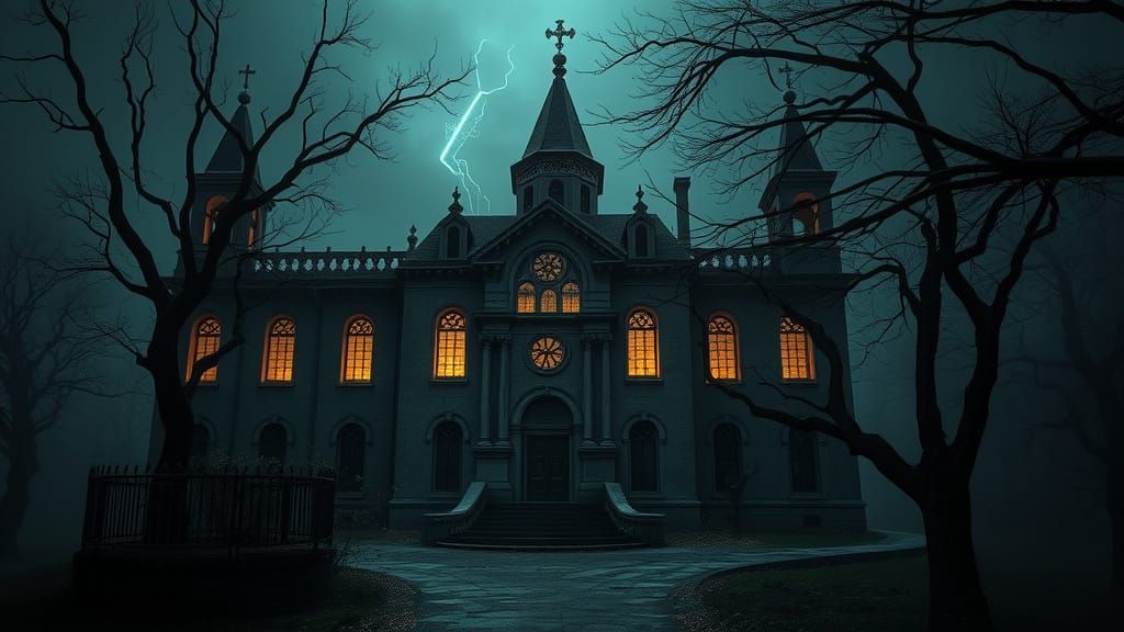 Ethereal Horror Landscape in Gothic Style